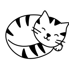 Cute cat outline sleeping.