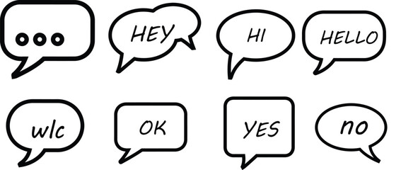 Speech bubbles with various greetings and responses © JAHIDUL