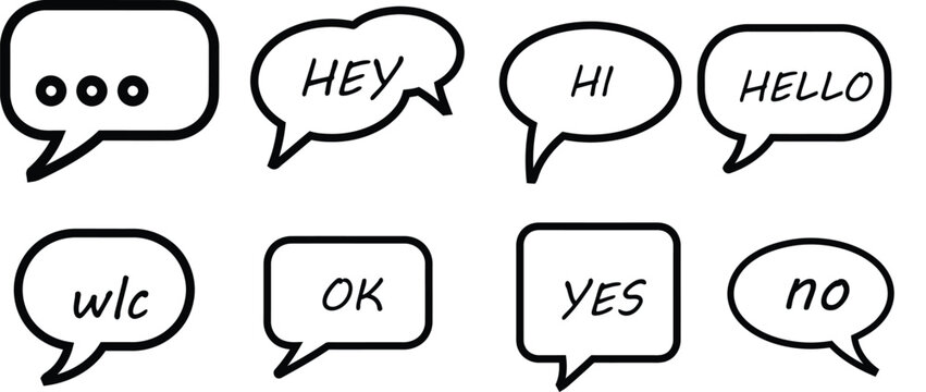 Speech bubbles with various greetings and responses