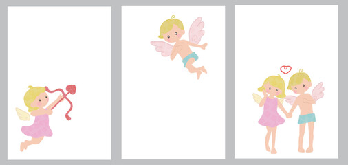 かわいい天使のベクターイラスト-グリーティングカード