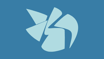 Abstract light blue organic shapes on darker blue background, fluid forms, artistic expression, modern art, flowing lines, dynamic composition, conceptual design, unique abstract art piece, soft edges