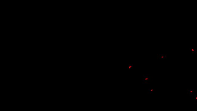 Red shards on black background abstract