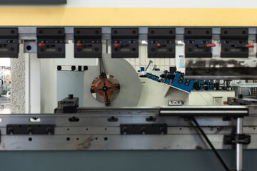 Close-up of Precision Forming Processing Equipment in the Machinery & Iron Factory Workshop