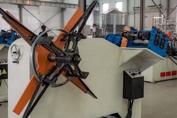 Close-up of Precision Forming Processing Equipment in the Machinery & Iron Factory Workshop