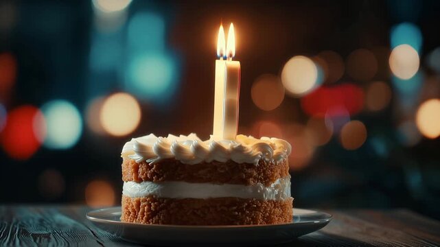 80th Birthday Cake with Lit Candles