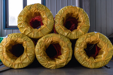 Close-up of Galvanized Iron Wire Raw Material Coils in the Machinery & Iron Factory Workshop