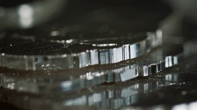 Mica mineral layer macro background with slow highlight drift and delicate edge shimmer