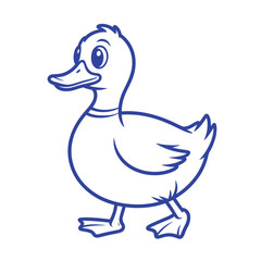 Obraz premium Cute cartoon duck walking alone with big eyes