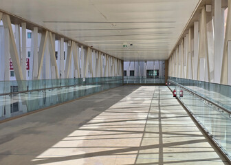 Fototapeta premium Doha, Qatar - September 20, 2024: Bridge corridor old Airport Road Doha Qatar