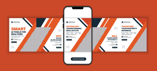 AI for Real Estate Agents Carousel Template, Property Marketing Automation Social Media Post Design for Realtors Business Promotion