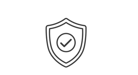 Simple line art illustration of a shield with a checkmark inside © MDRASEL