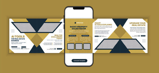 AI for Real Estate Agents Carousel Template, Property Marketing Automation Social Media Post Design for Realtors Business Promotion