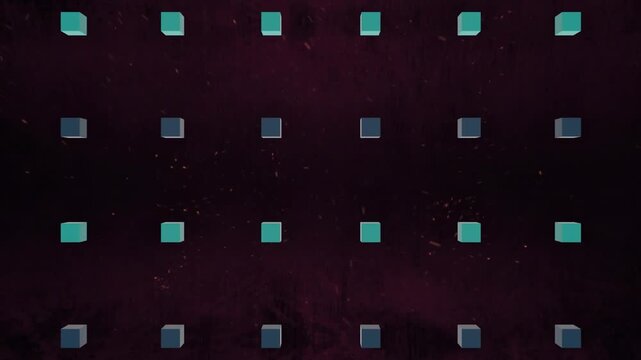 Animation of cubes over sparkles on black background