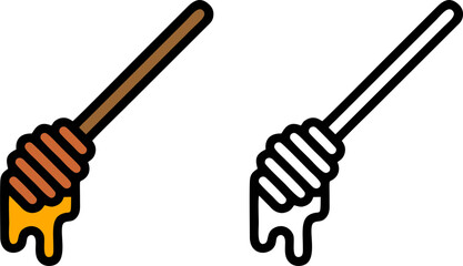 Honey Dipper with Dripping Honey Vector Illustration, © Cik