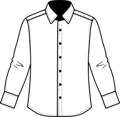White button-up shirt with long sleeves and cuffs featuring dotted lines and a collar

