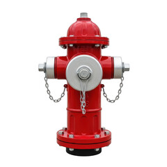 Bright red fire hydrant standing against a white background isolated on transparent background