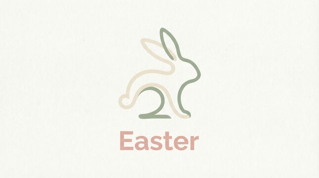 Minimal bunny line art logo in soft green on a clean background symbolizing Easter joy.