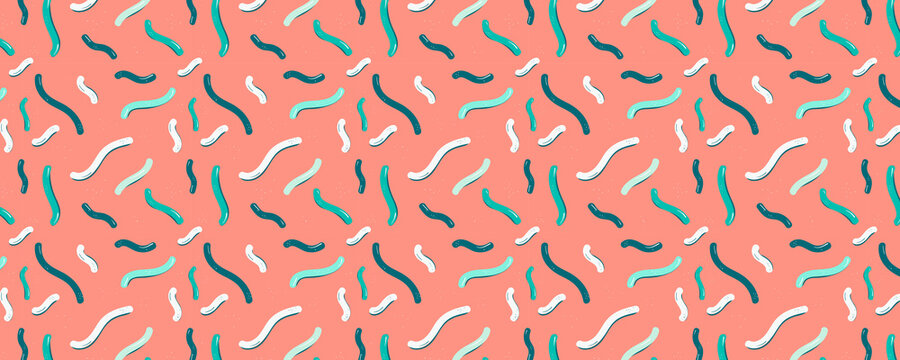 colorful abstract pattern with wavy lines on salmon background transparent background