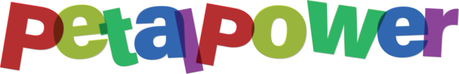 Colorful 3d peta power text logo with rainbow letters  vibrant multicolored typography design element © tara