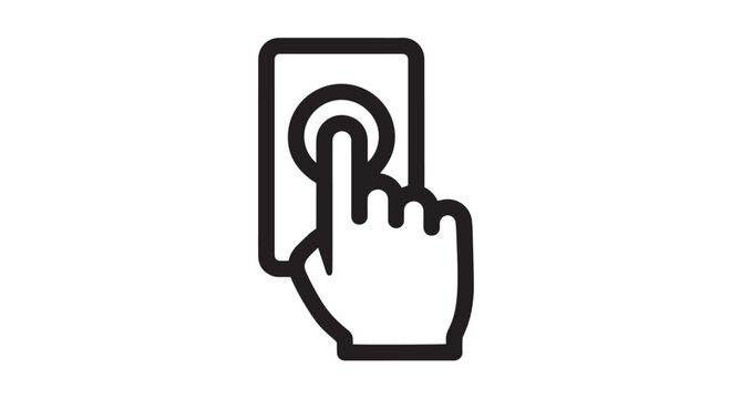 Finger touching a digital interface screen or button, representing interaction and selection in modern technology applications and websites