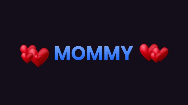 Happy Mother's Day text animation with red heart ornaments for upcoming event with copy space for editing
