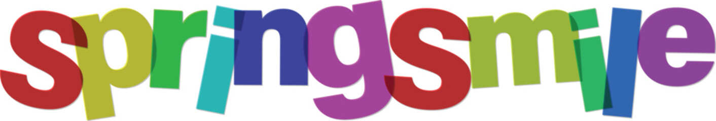 Colorful spring smile greeting text with rainbow letters and cheerful font © tara