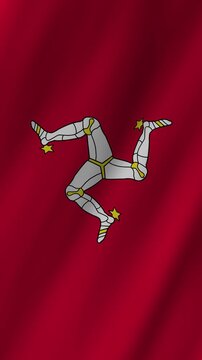 Vertical Isle of Man Flag Waving Animation, 4K Quality