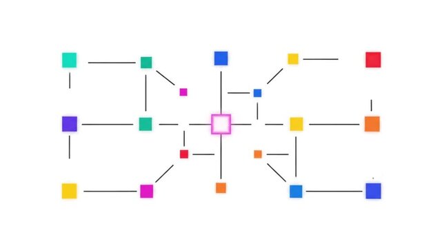 Network Diagram Animation with Colored Nodes.
