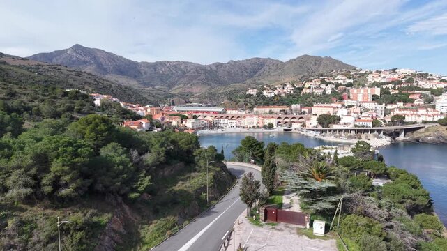 Vue a&eacute;rienne de Cerb&egrave;re en Pays Catalan dans le d&eacute;partement des pyr&eacute;n&eacute;es orientales en r&eacute;gion occitanie. (66290)