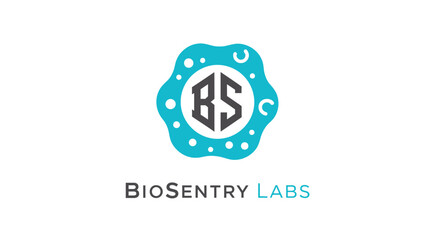 Fototapeta premium Abstract BS letter hexagonal science lab logo design for biotechnology research, isolated white background.