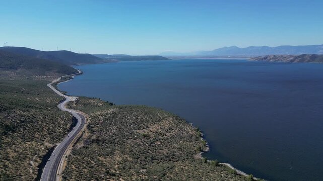 Nature Drone Shot Bafa Lake Showing Mountains, Water and Wilderness