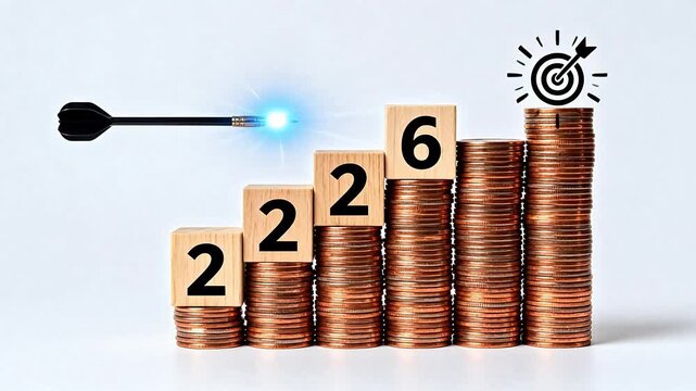 Coin stacks with numbered blocks and dart