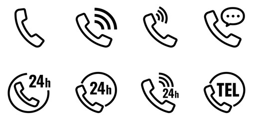 電話・受話器・スマホのアイコン線画 © marutan