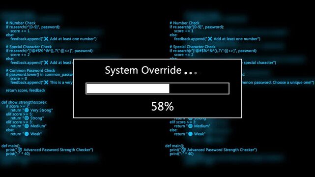 System Override loading bar with code progress