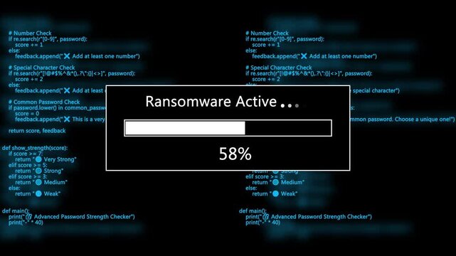 Ransomware Active loading bar with code progress