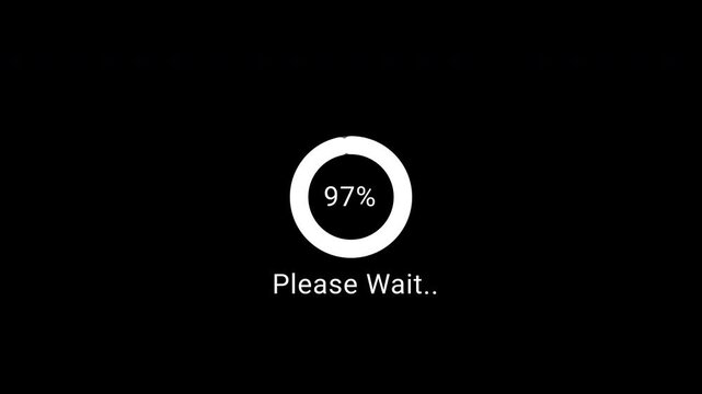 Circle Loading icon animation. Loading progress bar loading animation. Progress Bar Animation. White progress loading bar 0-100 percent on black background. 4K Video Animation