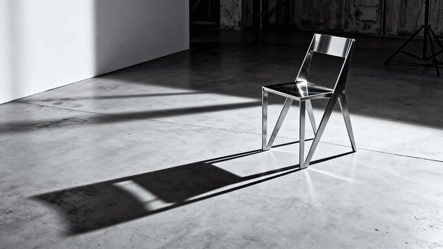 Modern metal chair in minimalist space