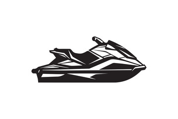 Jet ski silhouette on white background