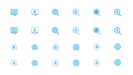 Q&Aアイコンセット FAQや質問と回答を表すシンプルなベクターイラスト