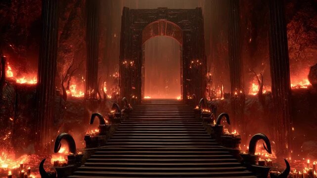 Impressive view of the arch of hellish Gothic architecture