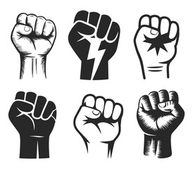 Fototapeta premium Raised Fists vector illustration