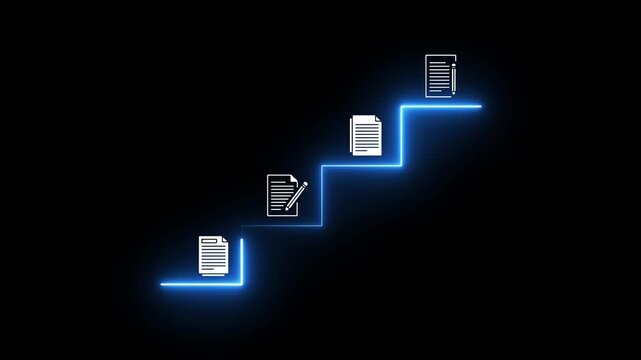 Businesswoman working on virtual screen animation. Online documentation database, IT consultant being set up Virtual Document Management System with a laptop, document icon symbol