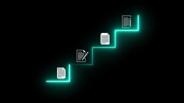 Businesswoman working on virtual screen animation. Online documentation database, IT consultant being set up Virtual Document Management System with a laptop, document icon symbol