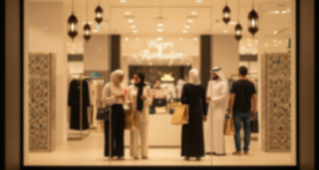 Fototapeta premium Blurred Ramadan Shopping Scene in Modern Departmental Store