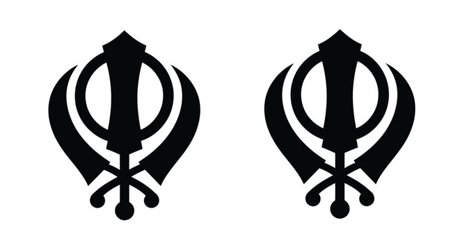 Two khandas the sikh symbol presented as a stark silhouette