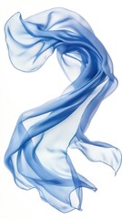 Obraz premium cool blue silk scarf isolated on white background elegant soft drape minimalist fashion accessory trend concept