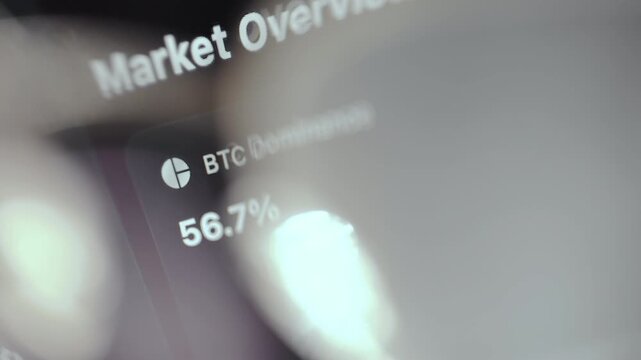 Market Overview, Bitcoin Dominance value of 56,7 percent, view through vision glasses