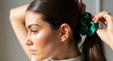 Using Silk Scrunchie for Gentle Hair Tie and Damage Prevention
