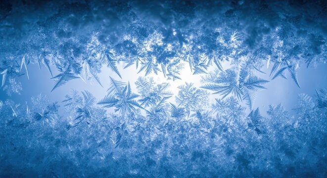 Extreme close-up of thick frost and ice crystals building up inside a deep freezer, indicating very low temperatures, closeup, cooling, efficiency