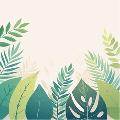 Obraz premium Lush Botanical Border with Vibrant Green Tropical Leaves and Foliage for Natural Designs